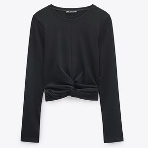 ZARA - Knotted Hem Long Sleeve Shirt - BRAND NEW - NWT - NEVER WORN BEFORE!